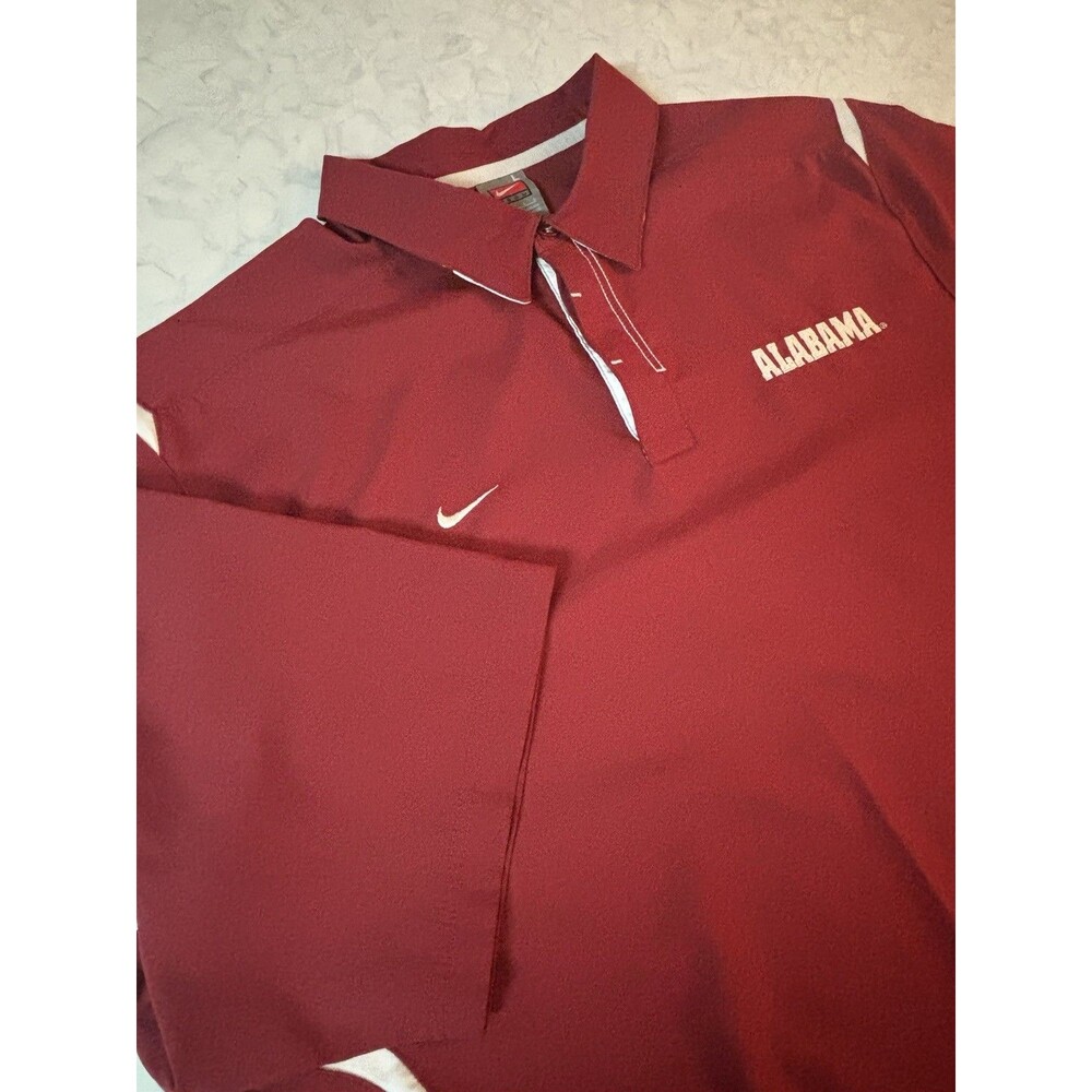 Vintage Nike Team Alabama Crimson Tide Polo Shirt Mens L Red White Y2K Golf